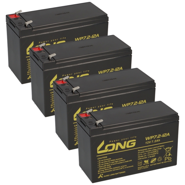 Akkuset kompatibel mit AEG Protect B 2000 , bestehend aus 4 Bleiakkus a 12V 7,2 Ah mit 6,3mm Faston Lieferumfang